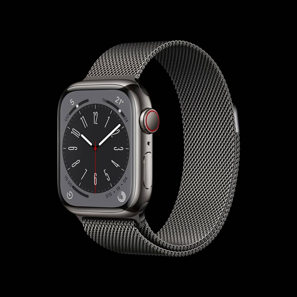 Apple Watch Series 8 Released on 2022, September 16, 42.3g (41mm), 51.5g (45mm), 10.7mm thickness, watchOS 9.0, up to watchOS 10.3, 32GB storage, no card slot, 1.9"484x396 pixels, NO, 1GB RAMApple S8, 308mAhLi-Ion