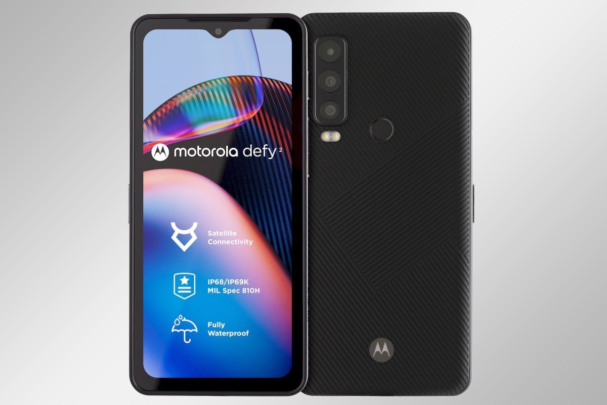 Motorola Defy 2 Released 2023, October, 268g, 11.9mm thickness, Android 12, 128GB storage, microSDXC, 6.6"1080x2408 pixels, 50MP1080p, 6GB RAMDimensity 930, 5000mAh15W