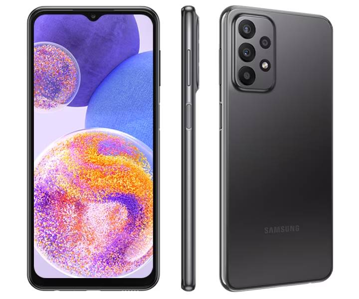 Samsung Galaxy A23 5G Released on 2022, September 02 | 197g, 8.4mm thickness | Android 12, up to Android 14, One UI 6 | 64GB/128GB storage, microSDXC | 6.6"1080x2408 pixels | 50MP1080p | 4-8GB RAMSnapdragon 695 5G | 5000mAhLi-Po