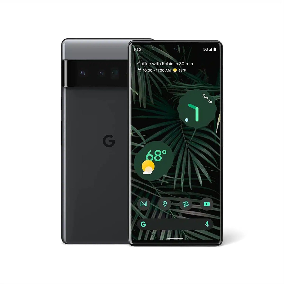 Google Pixel 6 Pro Released 2021, October 28, 210g, 8.9mm thickness, Android 12, up to Android 14, 128GB/256GB/512GB storage, no card slot, 6.7"1440x3120 pixels, 50MP2160p, 12GB RAMGoogle Tensor, 5003mAh30W23W