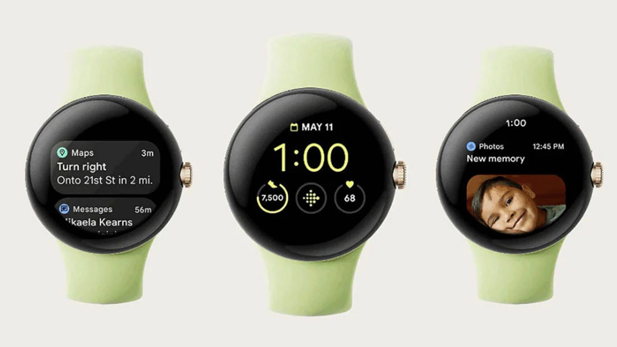 Google Pixel Watch Released 2022, October 13, 36g, 12.3mm thickness, Android Wear OS 3.5, 32GB storage, no card slot, 1.2"450x450 pixels, NO, 2GB RAMExynos 9110, 294mAh5W