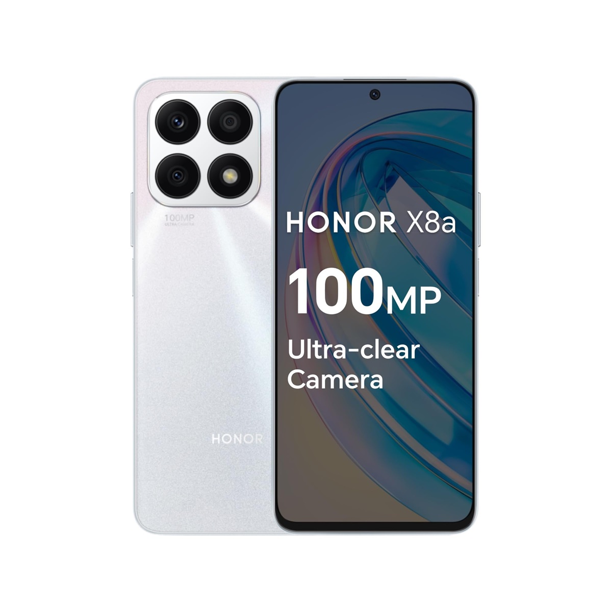 Honor X8a Released 2023, February 11, 179g, 7.5mm thickness, Android 12, Magic UI 6.1, 128GB storage, no card slot, 6.7"1080x2388 pixels, 100MP1080p, 4-12GB RAMHelio G88, 4500mAh23W