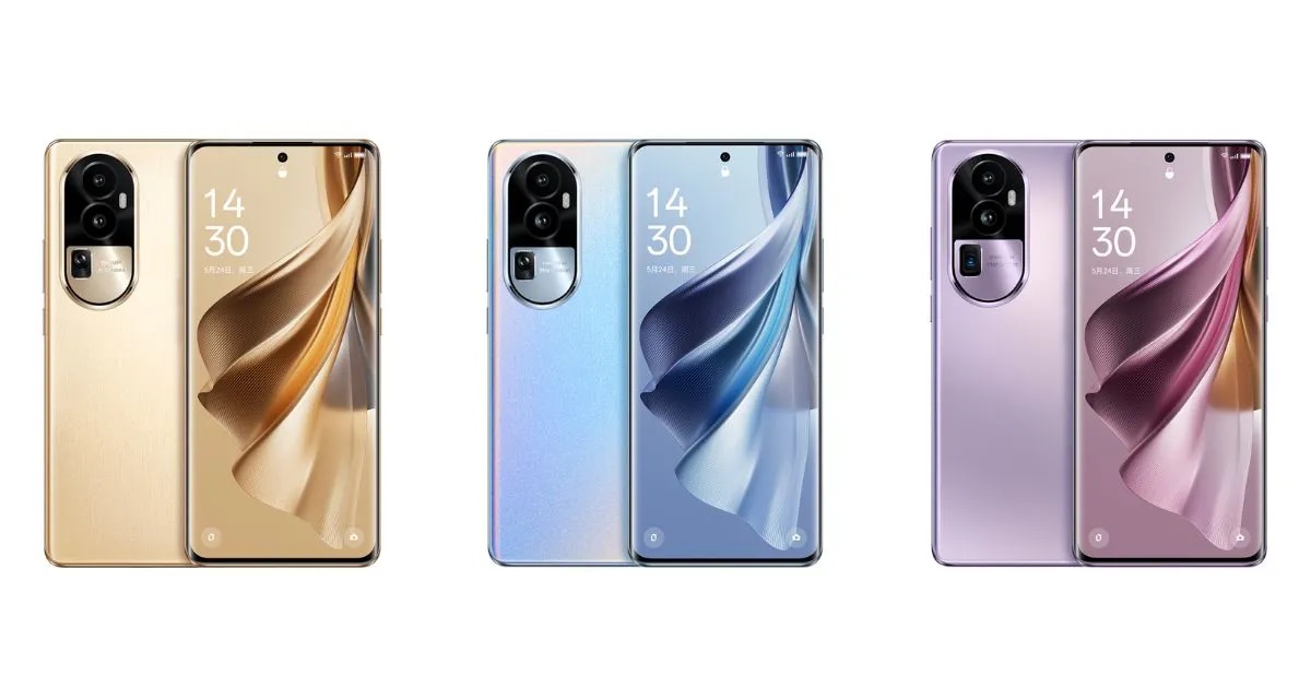Oppo Reno10 Pro Released 2023, July 13, 185g, 7.9mm thickness, Android 13, ColorOS 13.1, 256GB storage, no card slot, 6.7"1080x2412 pixels, 50MP2160p, 8/12GB RAMSnapdragon 778G 5G, 4600mAh80W