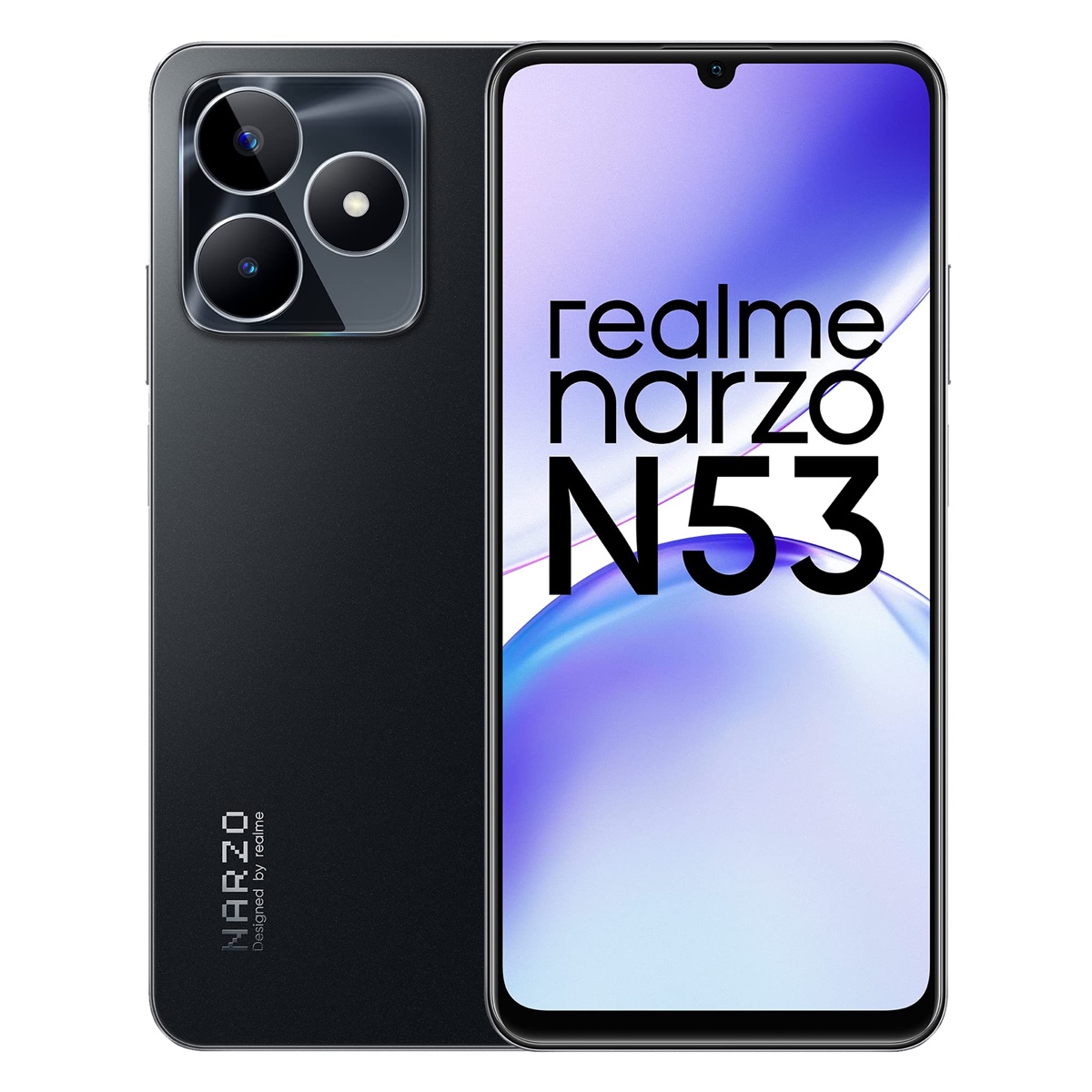 Realme Narzo N53 Released 2023, May 22, 182g, 7.5mm thickness, Android 13, Realme UI T, 64GB/128GB storage, microSDXC, 6.74"1080x2400 pixels, 50MP1080p, 4-8GB RAMUnisoc Tiger T612, 5000mAh33W