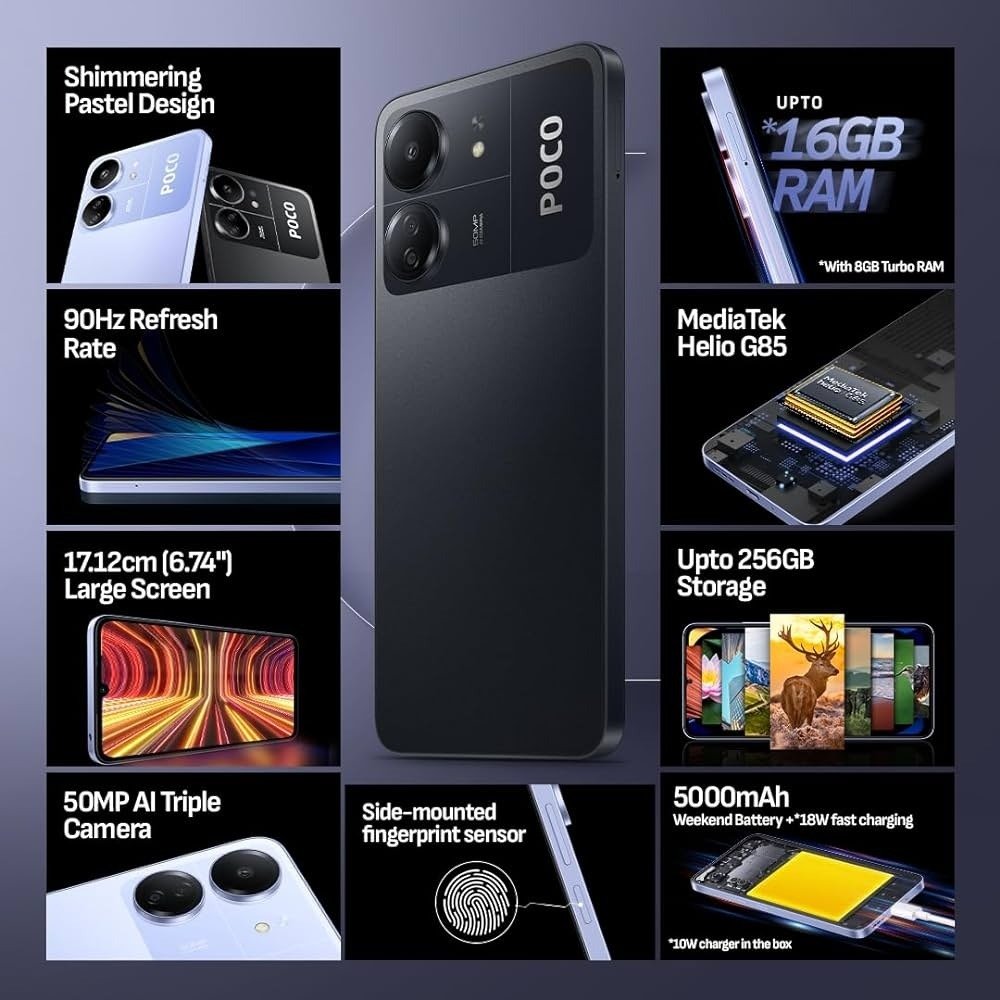 POCO C65 Smartphone: 6GB RAM, 50MP Camera, Gaming Power at ₹4500 - Check Offers!