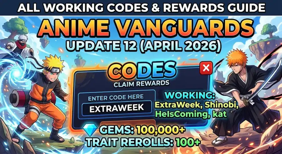 Anime Vanguards Codes April 2026, Get 100,000 Gems & Rare Trait Rerolls