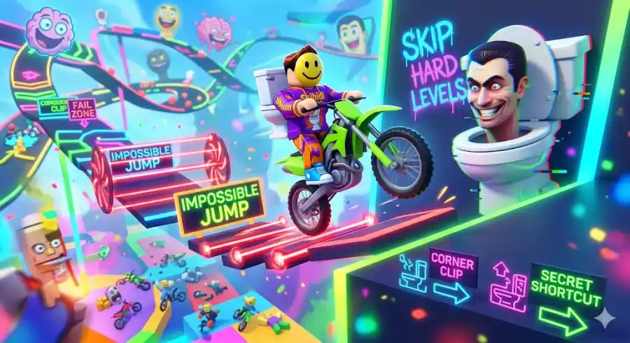 Bike Obby For Brainrots Secret Shortcuts & How to Skip Hard Levels 