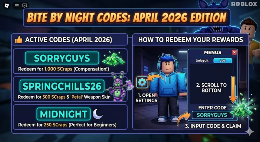 Bite By Night Codes  April 2026 Edition