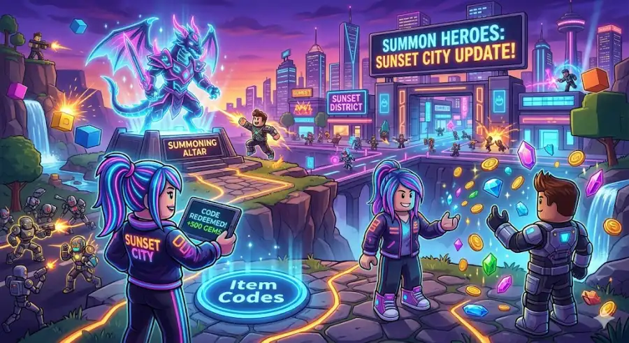 Summon Heroes Codes April 2026, New Sunset City Rewards & Free Gems