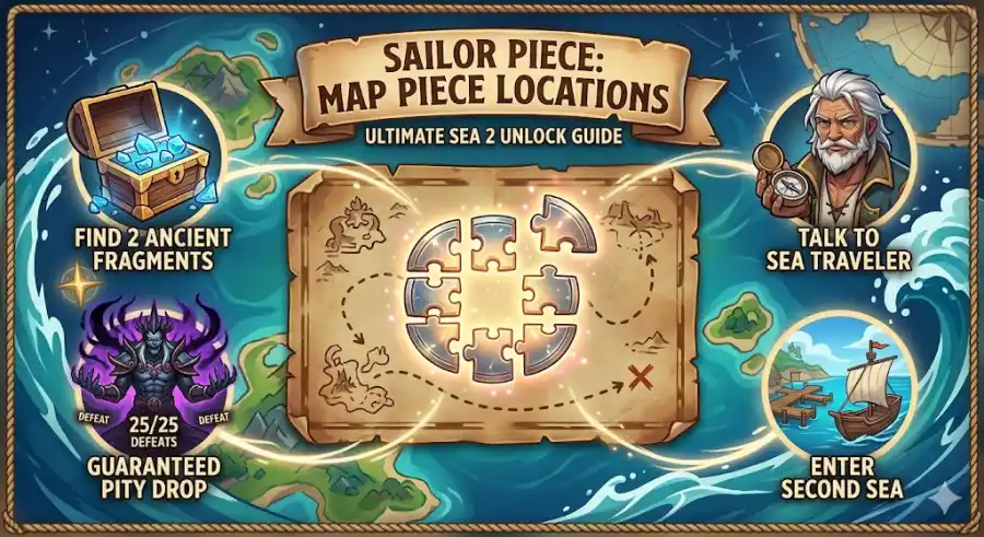 All 7 Sailor Piece Map Piece Locations & Boss Drop