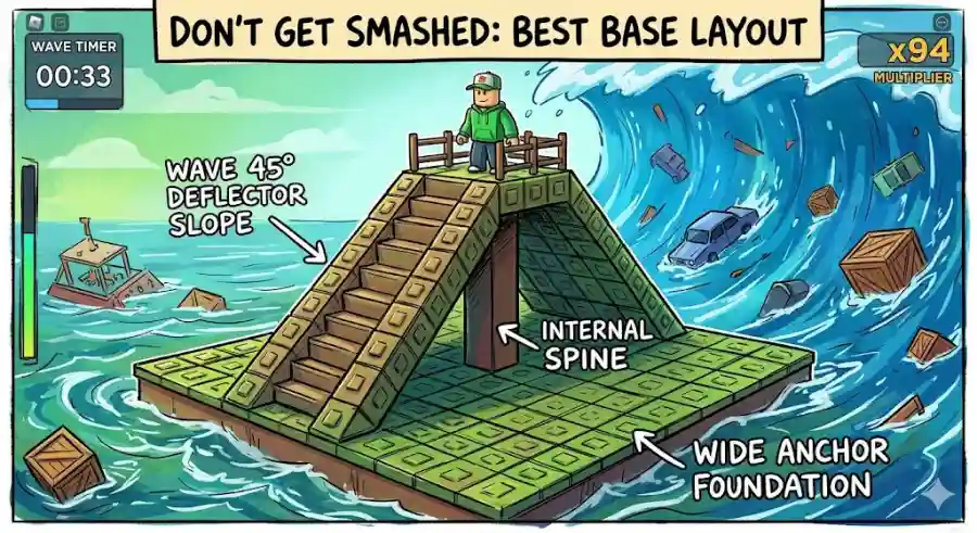 Escape Tsunami How to Build A-Frame Fortress and Survive Every Wave in Roblox