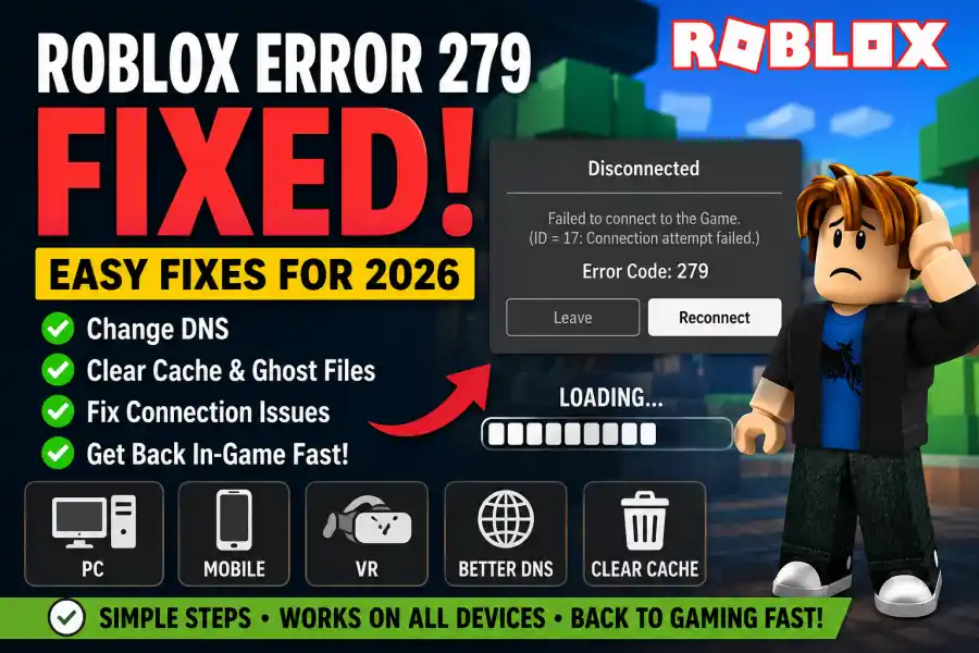 Roblox Error 279 Fix 2026 Get Back Into Your Game Fast