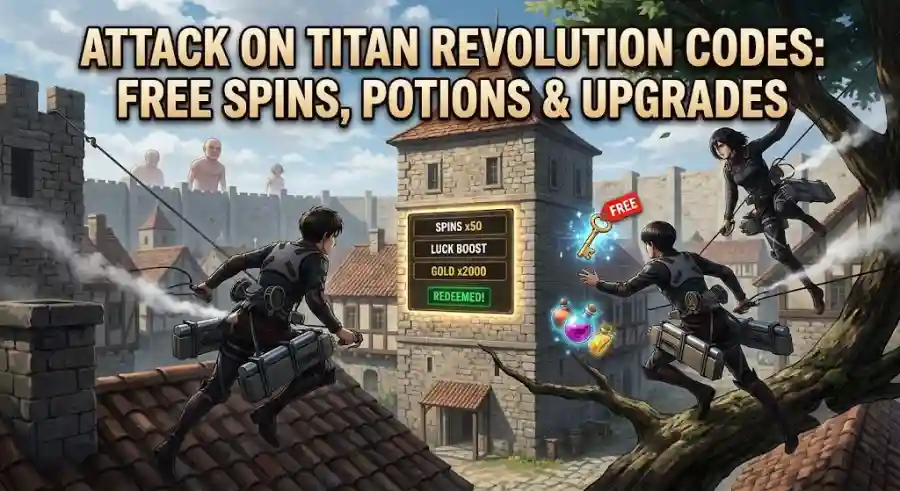 Attack on Titan Revolution Codes AOTR Free Spins, Potions and Upgrades 2026
