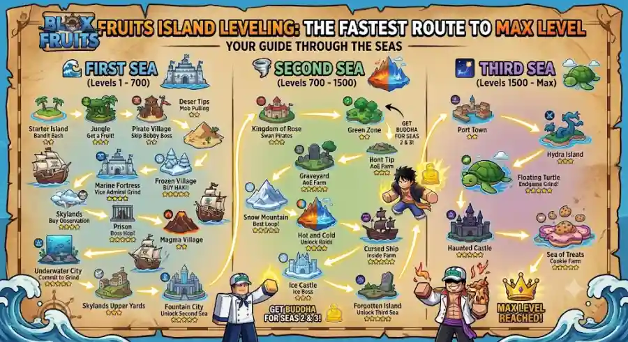 Blox Fruits Island Leveling The Fastest Route to Max Level Across First, Second, and Third Sea