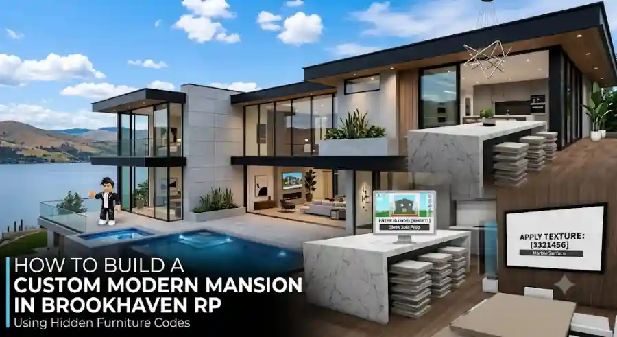 How to Build a Custom Modern Mansion in Brookhaven RP Using Hidden Furniture Codes Complete Luxury House 