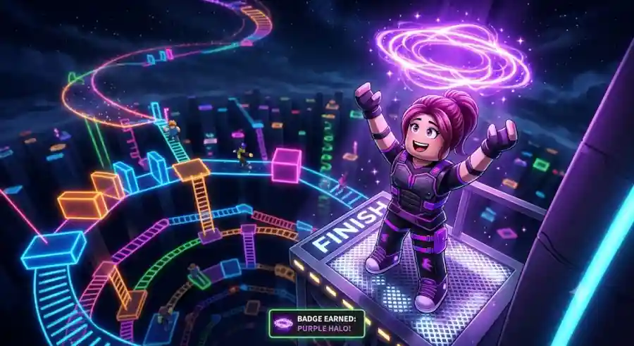 Roblox Tower of Hell Purple Halo How to Unlock the Rare Completionist Halo and Earn Every Required Badge