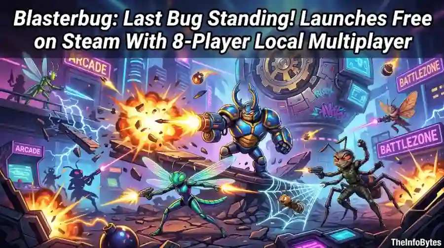 Blasterbug Last Bug Standing! Launches Free on Steam With 8-Player Local Multiplayer