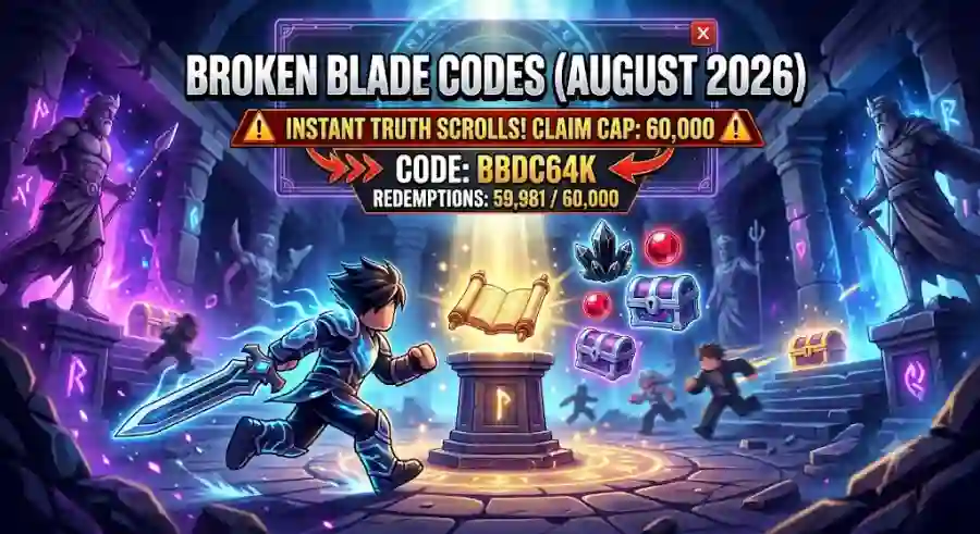 Broken Blade Codes August 2026 Instant Truth Scrolls Before the 60K Claim Cap Hits