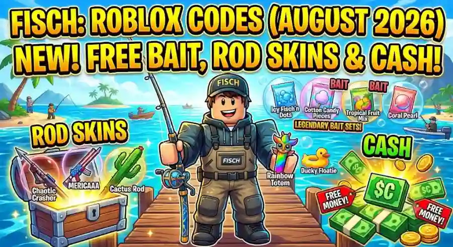 Roblox Fisch Codes August 2026 Claim Free Cash, Rare Bait, Rod Skins and More Rewards