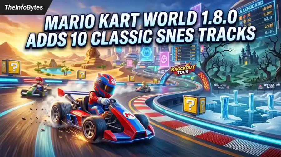 Mario Kart World Version 1.8.0 Adds 10 Classic SNES Tracks, New Knockout Tours and Spectator Mode