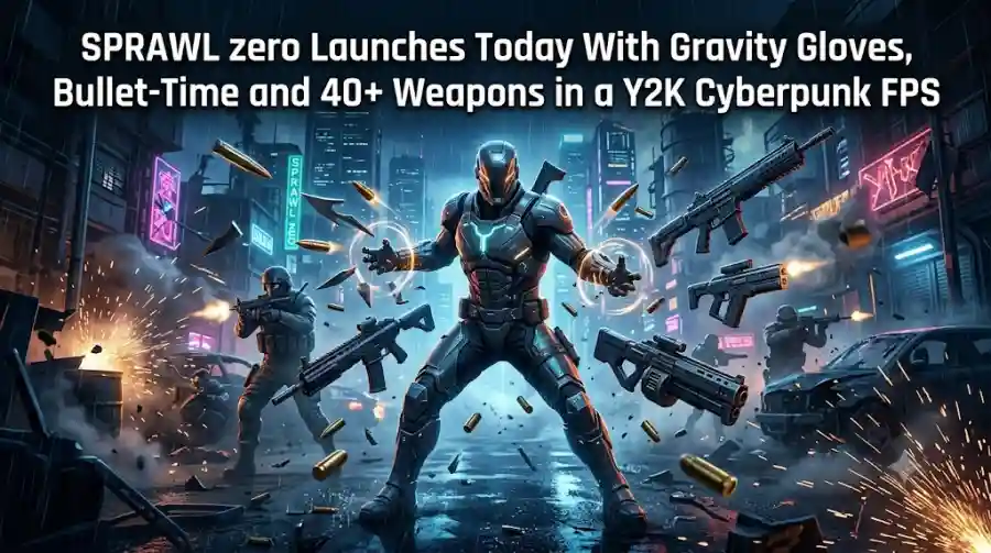 SPRAWL zero Launches Today With Gravity Gloves, Bullet-Time and 40+ Weapons in a Y2K Cyberpunk FPS