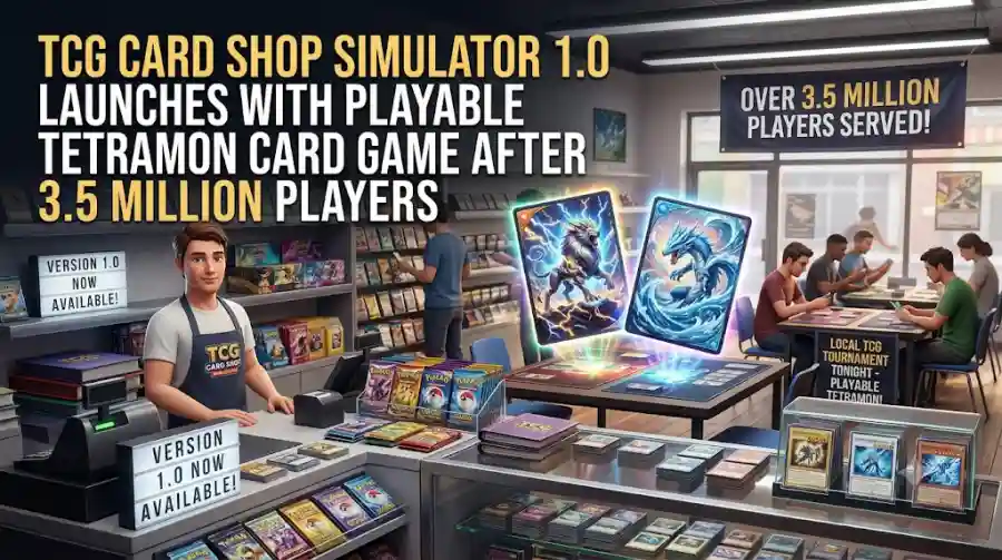 TCG Card Shop Simulator 1.0 Launches With Playable Tetramon Card Game After 3.5 Million Players